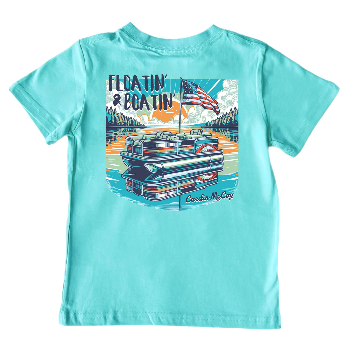 Kids' Floatin' and Boatin' Short-Sleeve Tee Short Sleeve T-Shirt Cardin McCoy Teal XXS (2/3) Pocket