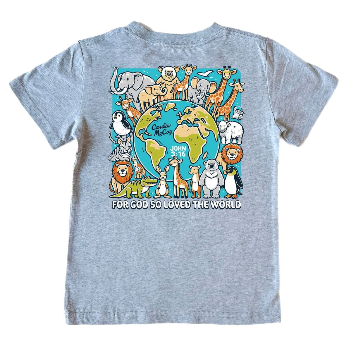 Kids' For God So Loved Short-Sleeve Tee Short Sleeve T-Shirt Cardin McCoy Heather Gray XXS (2/3) Pocket