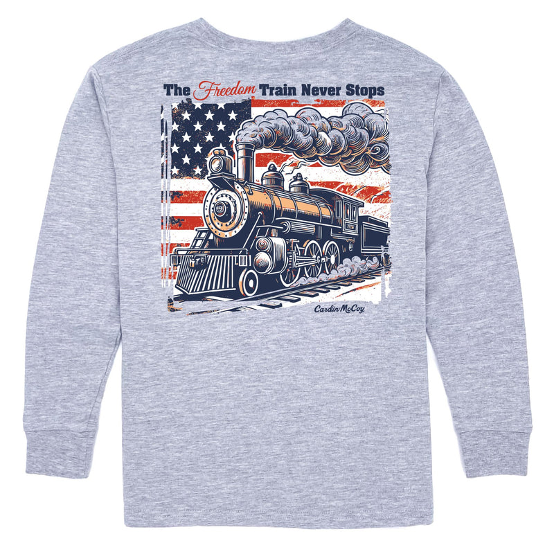 Kids' Freedom Train Long-Sleeve Tee Long Sleeve T-Shirt Cardin McCoy Heather Gray XXS (2/3) No Pocket