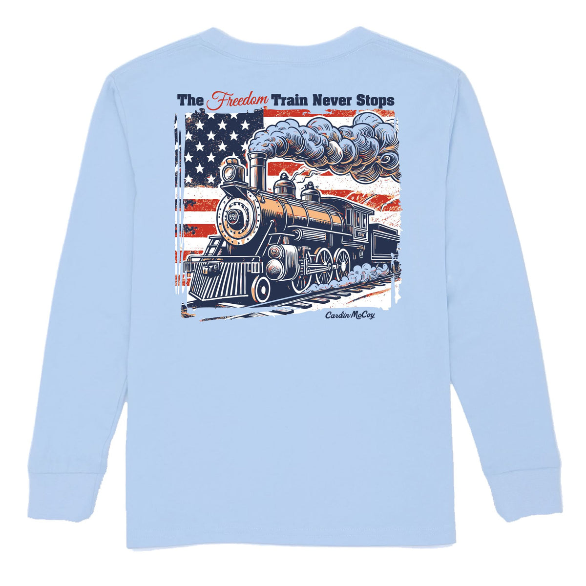 Kids' Freedom Train Long-Sleeve Tee Long Sleeve T-Shirt Cardin McCoy Light Blue XXS (2/3) No Pocket