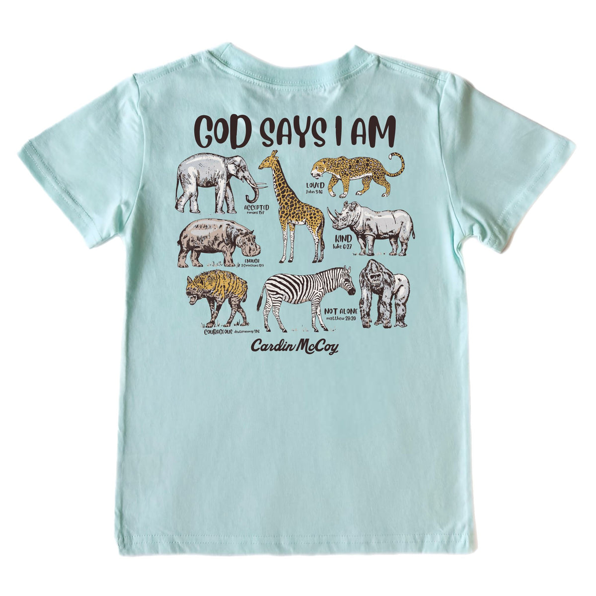 Kids' God Says I Am Short-Sleeve Tee Short Sleeve T-Shirt Cardin McCoy Blue Mint XXS (2/3) No Pocket