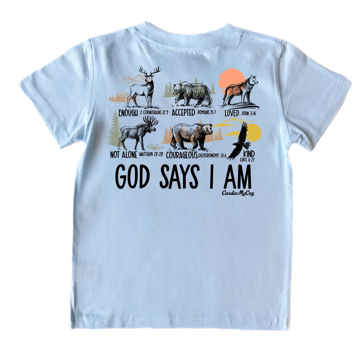 Kids' God Says I Am Short-Sleeve Tee Short Sleeve T-Shirt Cardin McCoy Cool Blue XXS (2/3) Pocket