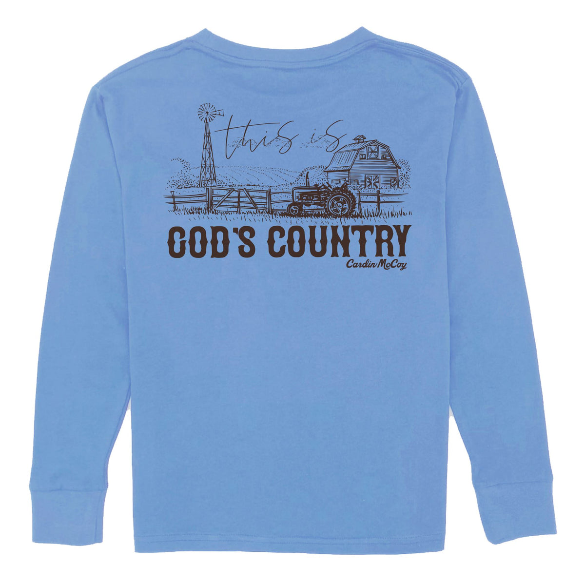 Kids' God's Country Long-Sleeve Tee Long Sleeve T-Shirt Cardin McCoy Carolina Blue XXS (2/3) Pocket