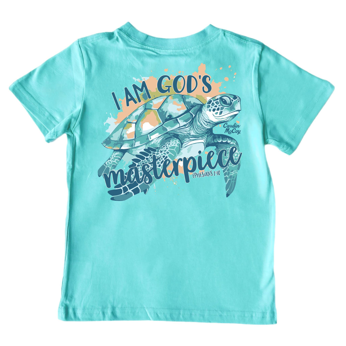 Kids' God's Masterpiece Short-Sleeve Tee Short Sleeve T-Shirt Cardin McCoy Teal XXS (2/3) Pocket