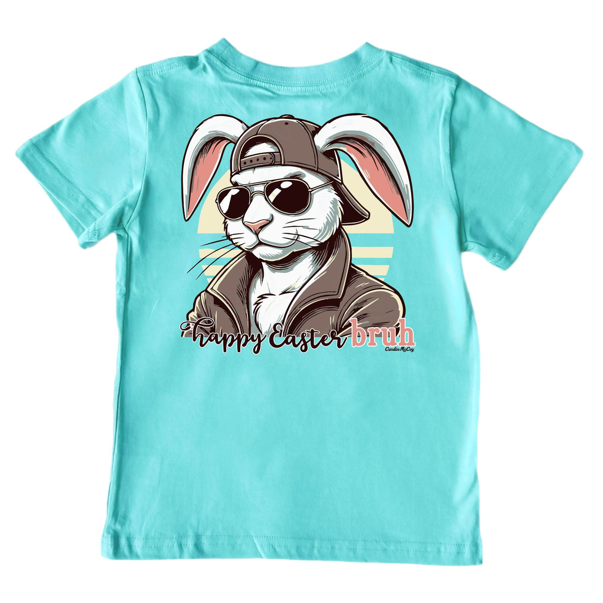 Kids' Happy Easter Bruh Short-Sleeve Tee Short Sleeve T-Shirt Cardin McCoy Teal XXS (2/3) Pocket