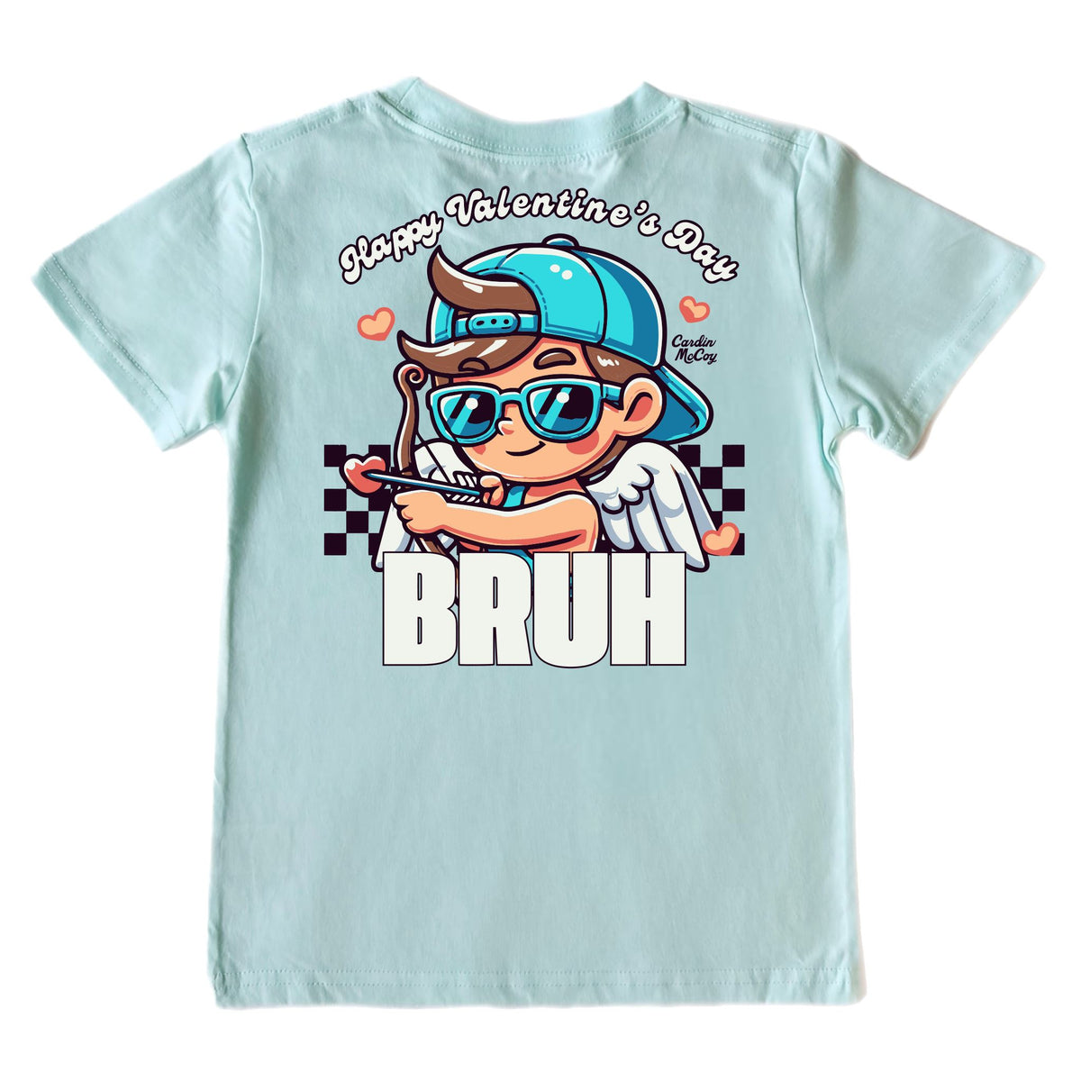 Kids' Happy Valentine's Bruh Short-Sleeve Tee Short Sleeve T-Shirt Cardin McCoy Blue Mint XXS (2/3) Pocket