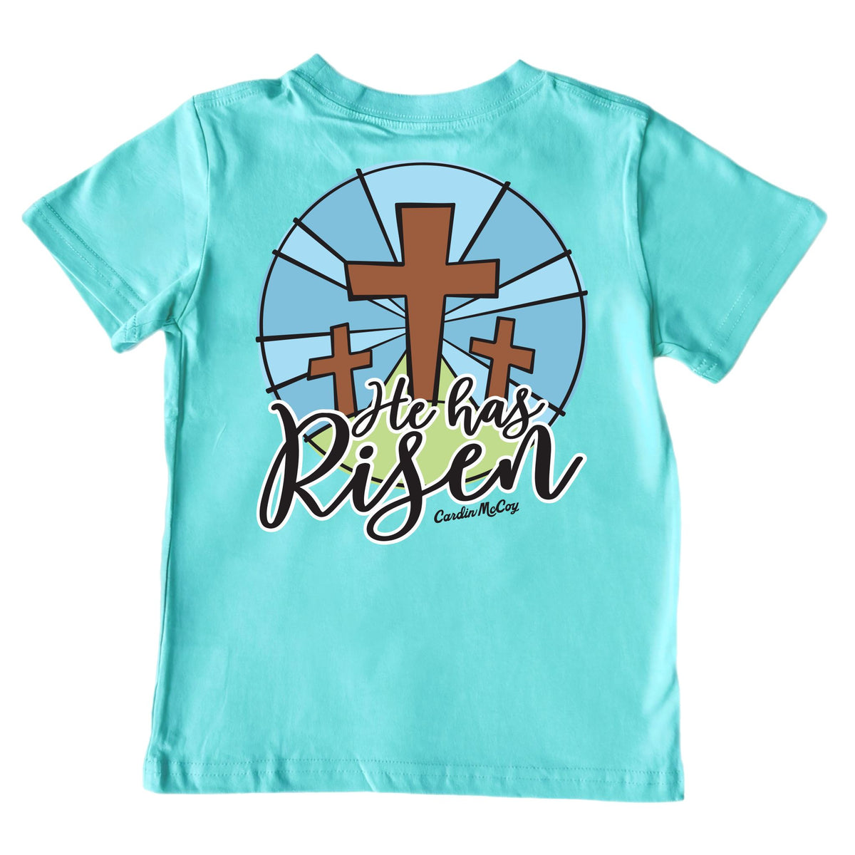 Kids' He Has Risen Short-Sleeve Tee Short Sleeve T-Shirt Cardin McCoy Teal XXS (2/3) Pocket