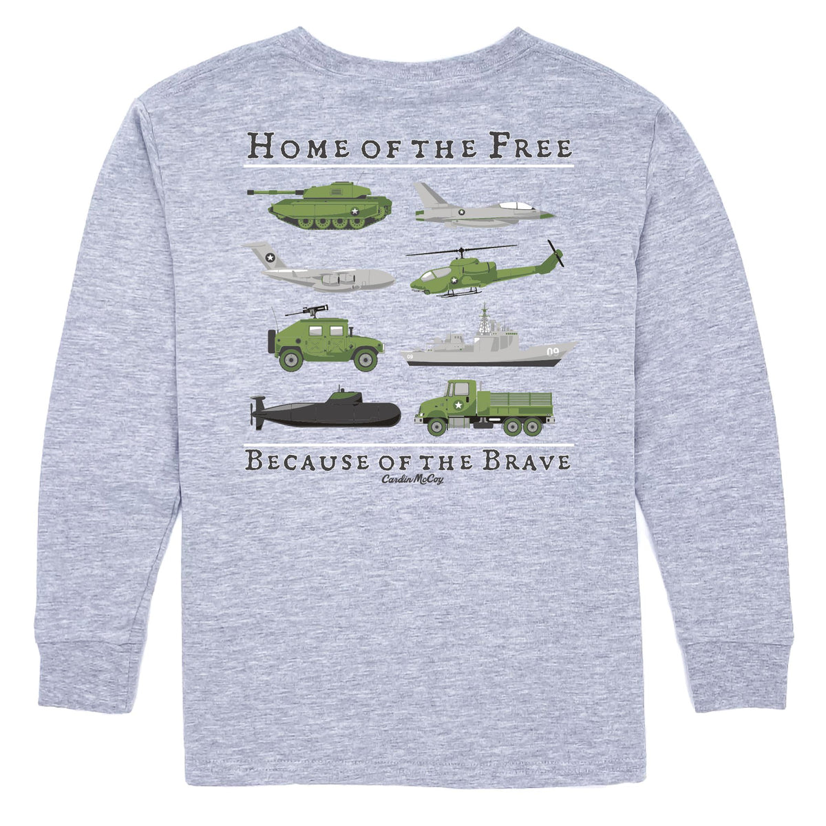 Kids' Home of the Free Long-Sleeve Tee Long Sleeve T-Shirt Cardin McCoy Heather Gray XXS (2/3) Pocket