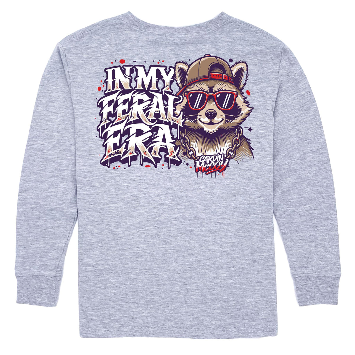 Kids' In My Feral Era Long-Sleeve Tee Long Sleeve T-Shirt Cardin McCoy Heather Gray XXS (2/3) No Pocket