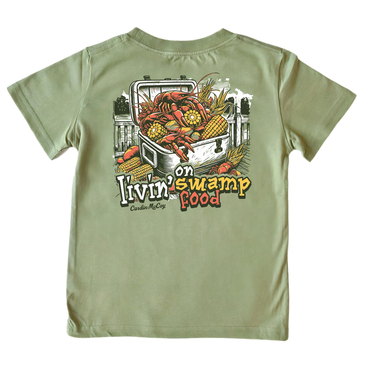 Kids' Living On Swamp Food Short-Sleeve Tee Short Sleeve T-Shirt Cardin McCoy Light Olive XXS (2/3) Pocket