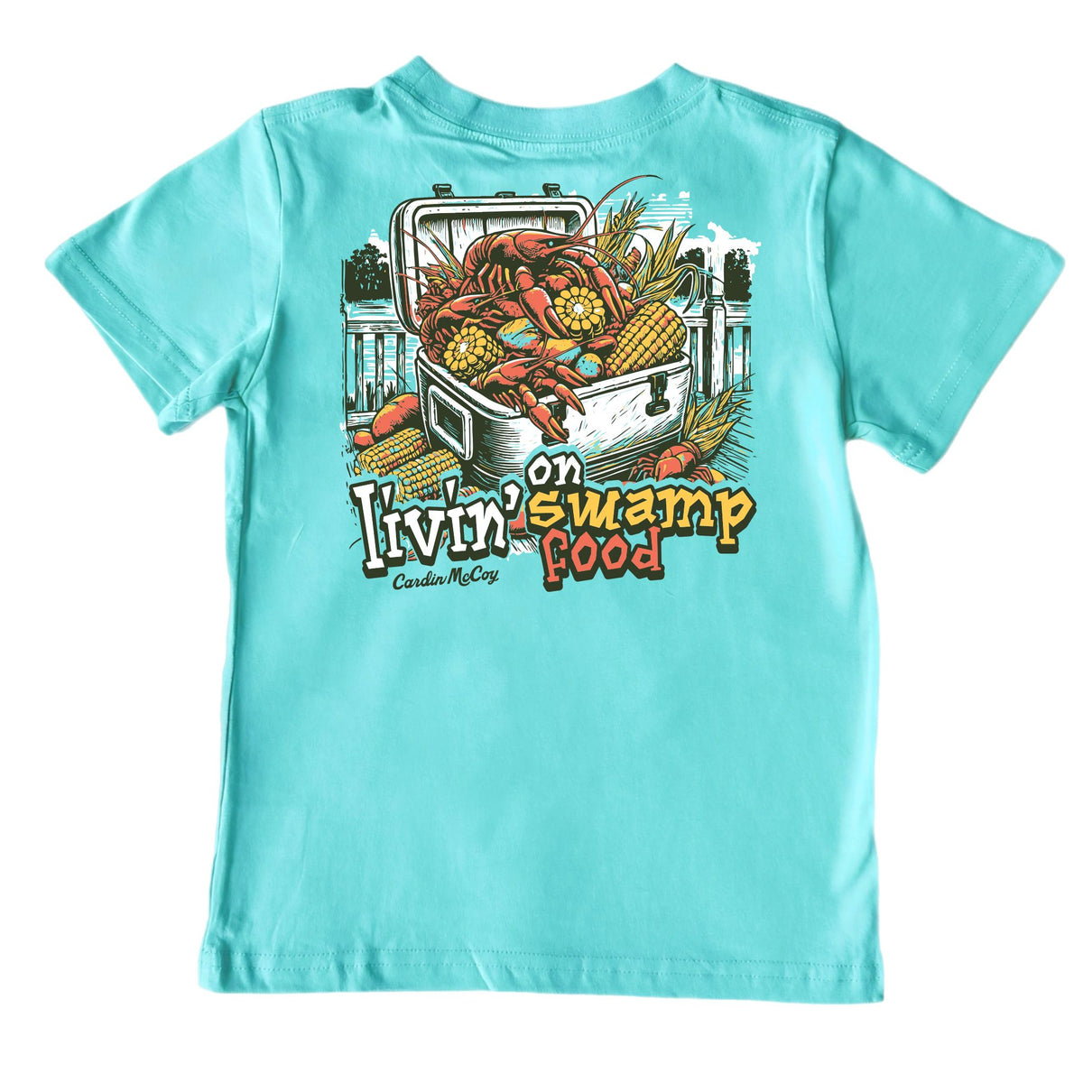 Kids' Living On Swamp Food Short-Sleeve Tee Short Sleeve T-Shirt Cardin McCoy Teal XXS (2/3) Pocket