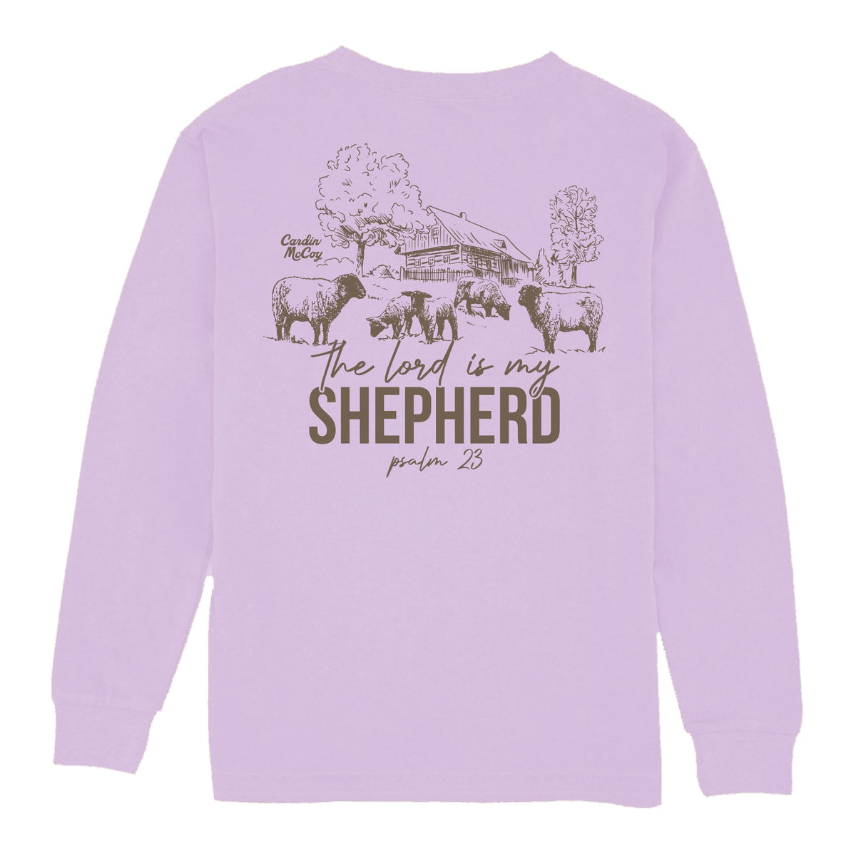 Kids' Lord is My Shepherd Long-Sleeve Tee Long Sleeve T-Shirt Cardin McCoy Lavender XXS (2/3) Pocket