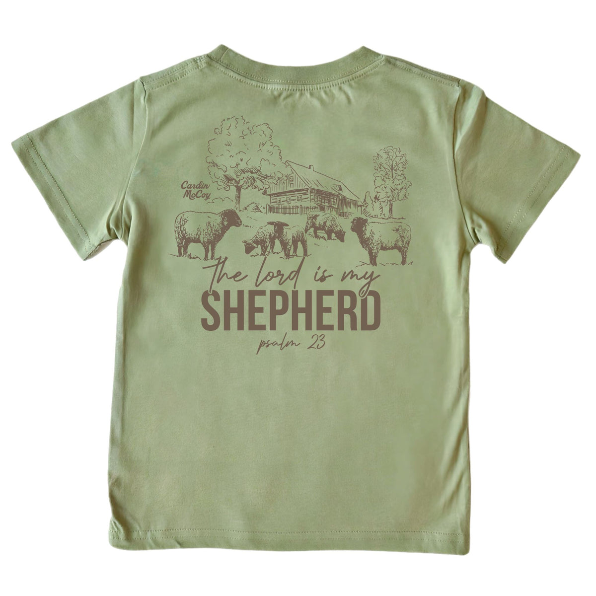Kids' Lord is My Shepherd Short-Sleeve Tee Short Sleeve T-Shirt Cardin McCoy Light Olive XXS (2/3) Pocket