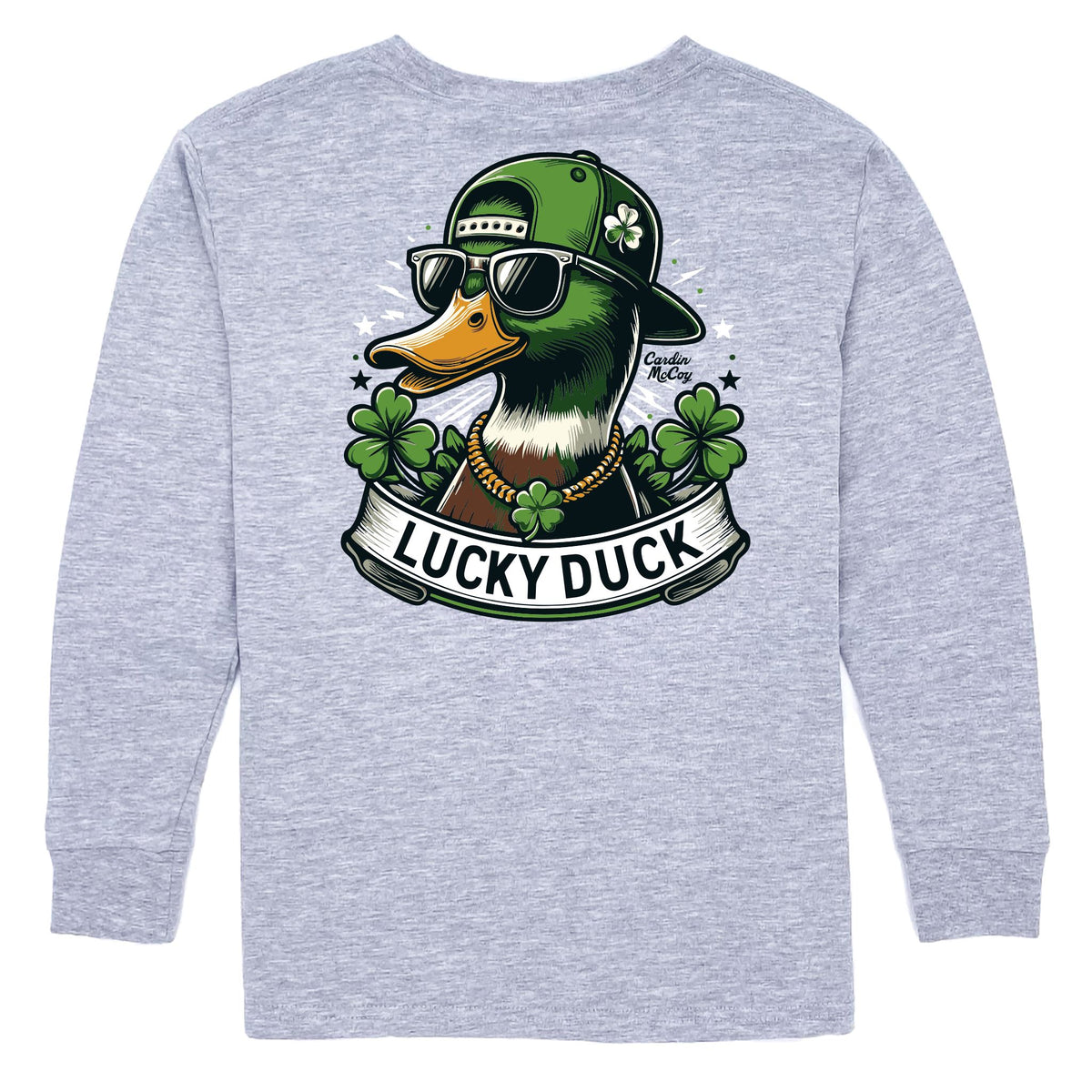 Kids' Lucky Duck Long-Sleeve Tee Long Sleeve T-Shirt Cardin McCoy Heather Gray XXS (2/3) No Pocket