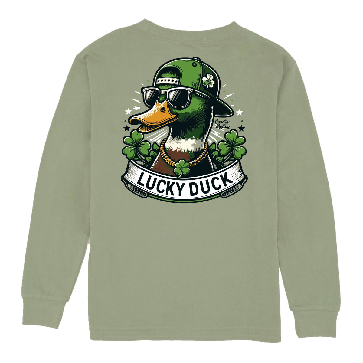 Kids' Lucky Duck Long-Sleeve Tee Long Sleeve T-Shirt Cardin McCoy Light Olive XXS (2/3) No Pocket