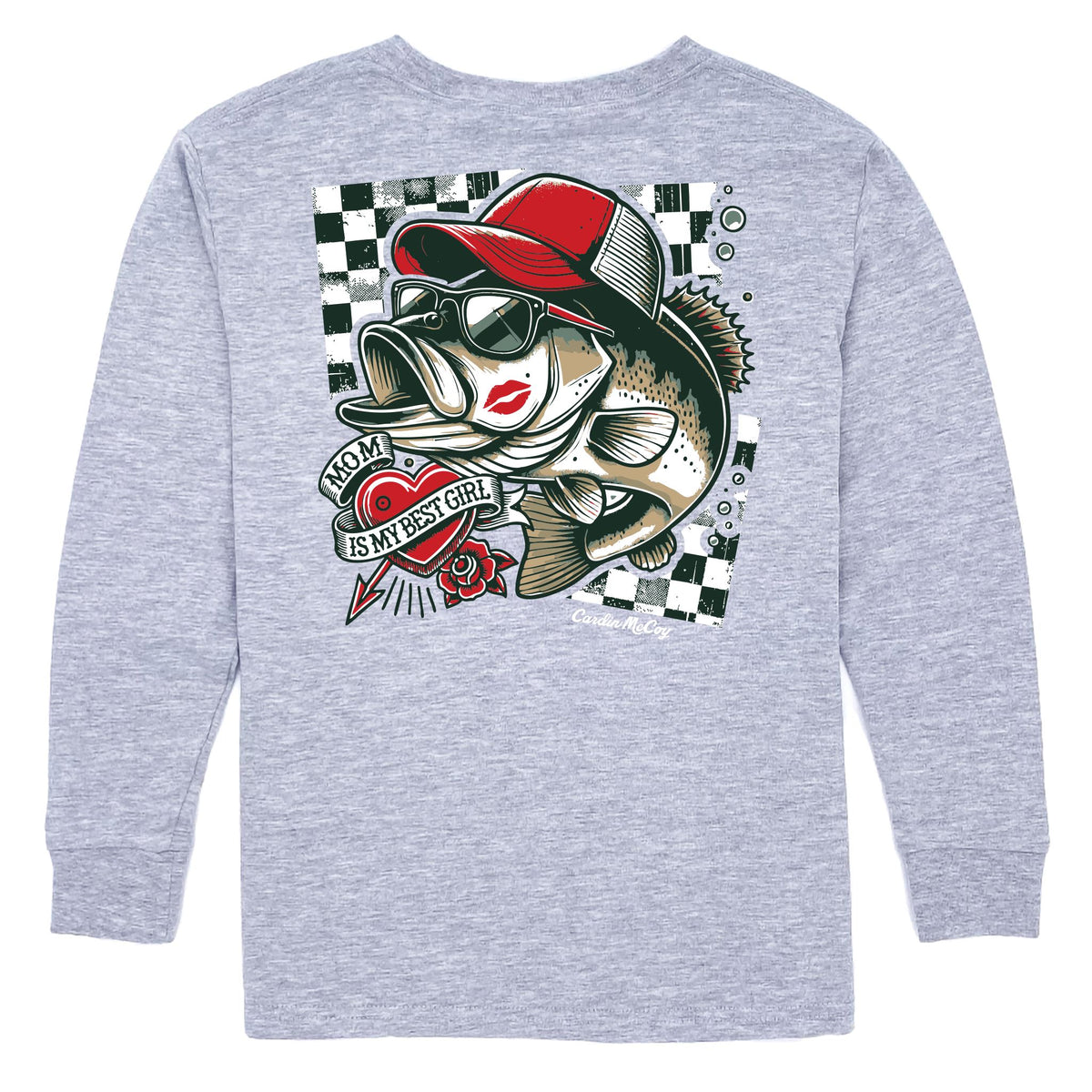 Kids' Mom is My Best Girl Long-Sleeve Tee Long Sleeve T-Shirt Cardin McCoy Heather Gray XXS (2/3) No Pocket