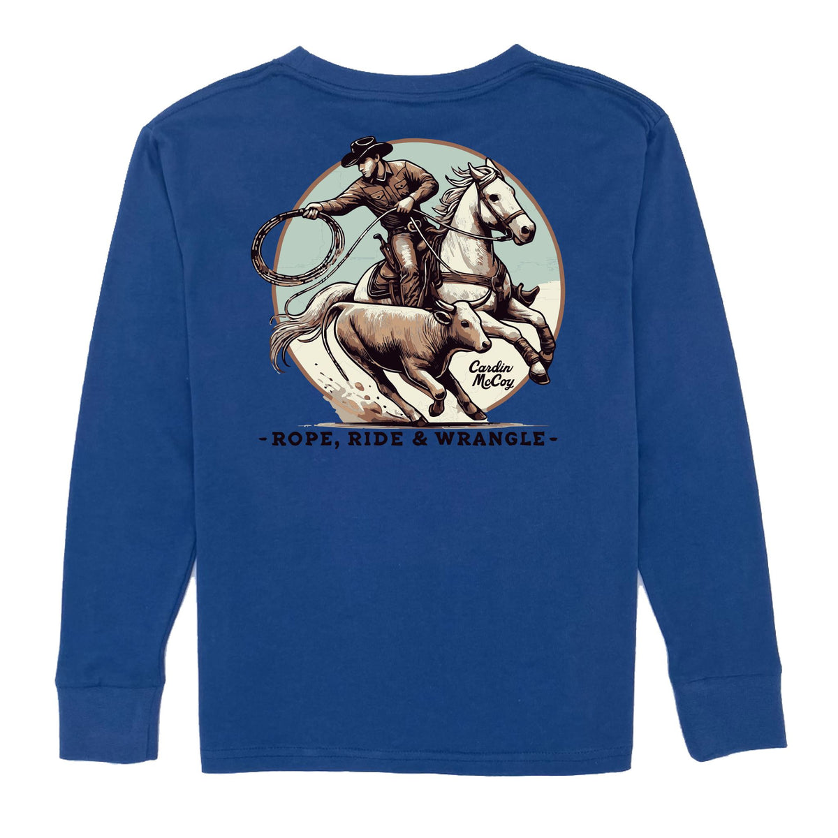 Kids' Rope, Riding and Wrangling Long-Sleeve Tee Long Sleeve T-Shirt Cardin McCoy Blue XXS (2/3) Pocket