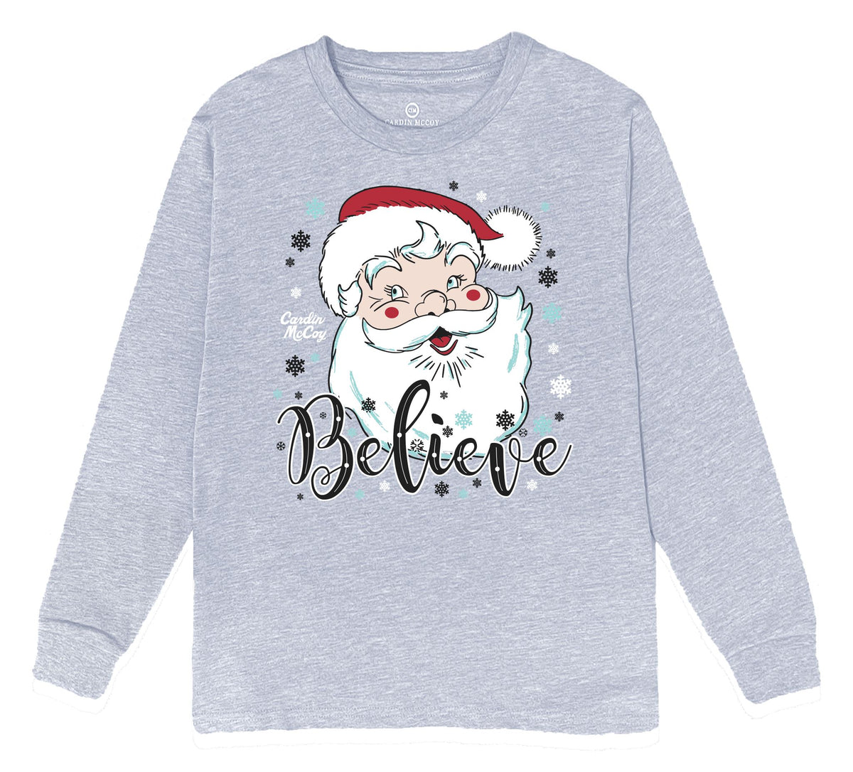 Kids' Santa Believe Front Long-Sleeve Tee Long Sleeve T-Shirt Cardin McCoy Heather Gray XXS (2/3) 