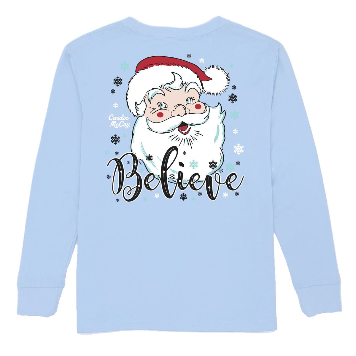 Kids' Santa Believe Long-Sleeve Tee Long Sleeve T-Shirt Cardin McCoy Light Blue XXS (2/3) Pocket