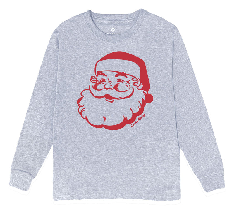 Kids' Santa Sketch Front Long-Sleeve Tee Long Sleeve T-Shirt Cardin McCoy Heather Gray XXS (2/3) 