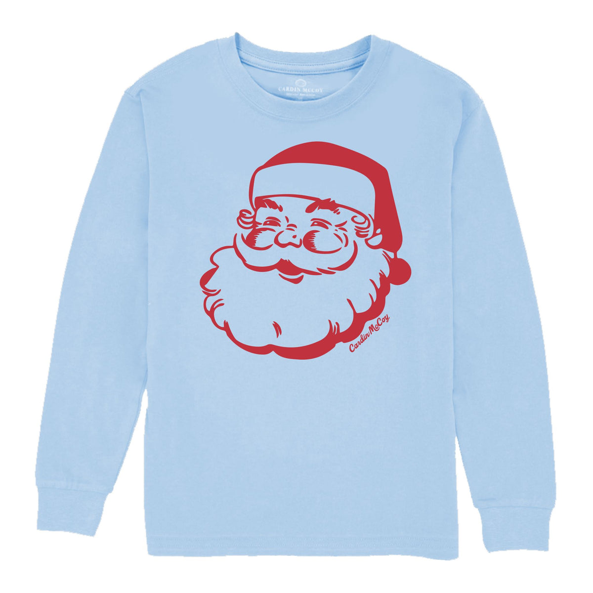 Kids' Santa Sketch Front Long-Sleeve Tee Long Sleeve T-Shirt Cardin McCoy Light Blue XXS (2/3) 