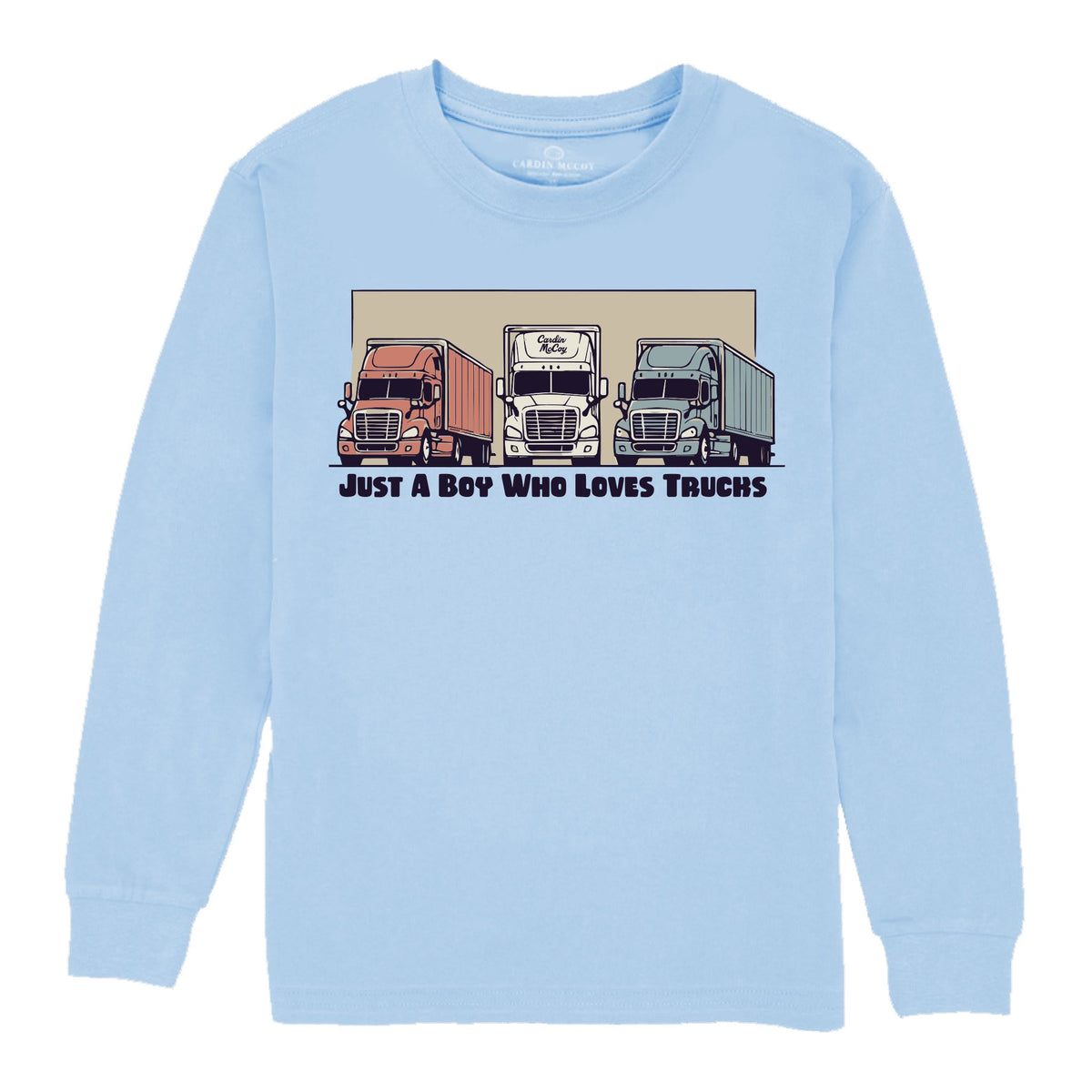 Kids' Semi Trucks Front Long-Sleeve Tee Long Sleeve T-Shirt Cardin McCoy Light Blue XXS (2/3) 