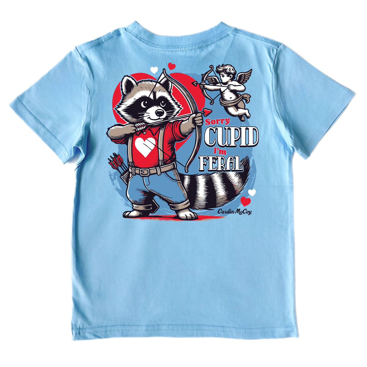 Kids' Sorry Cupid I'm Feral Short-Sleeve Tee Short Sleeve T-Shirt Cardin McCoy Light Blue XXS (2/3) Pocket