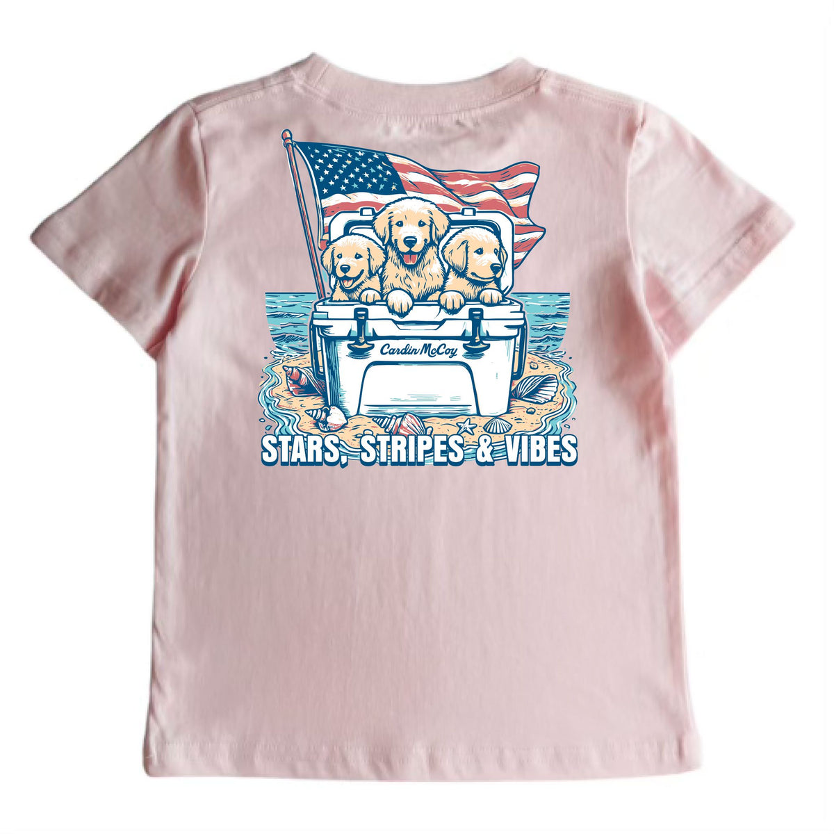 Kids' Stars, Stripes and Vibes Short-Sleeve Tee Short Sleeve T-Shirt Cardin McCoy Light Pink XXS (2/3) Pocket