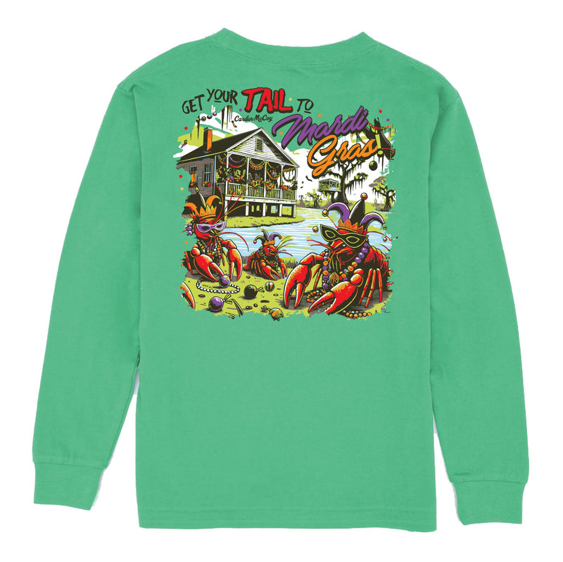 Kids' Tail to Mardi Gras Long-Sleeve Tee Long Sleeve T-Shirt Cardin McCoy Green XXS (2/3) Pocket