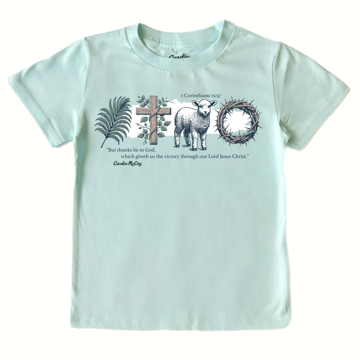 Kids' Thanks Be To God Front Short-Sleeve Tee Short Sleeve T-Shirt Cardin McCoy Blue Mint XXS (2/3) No Pocket