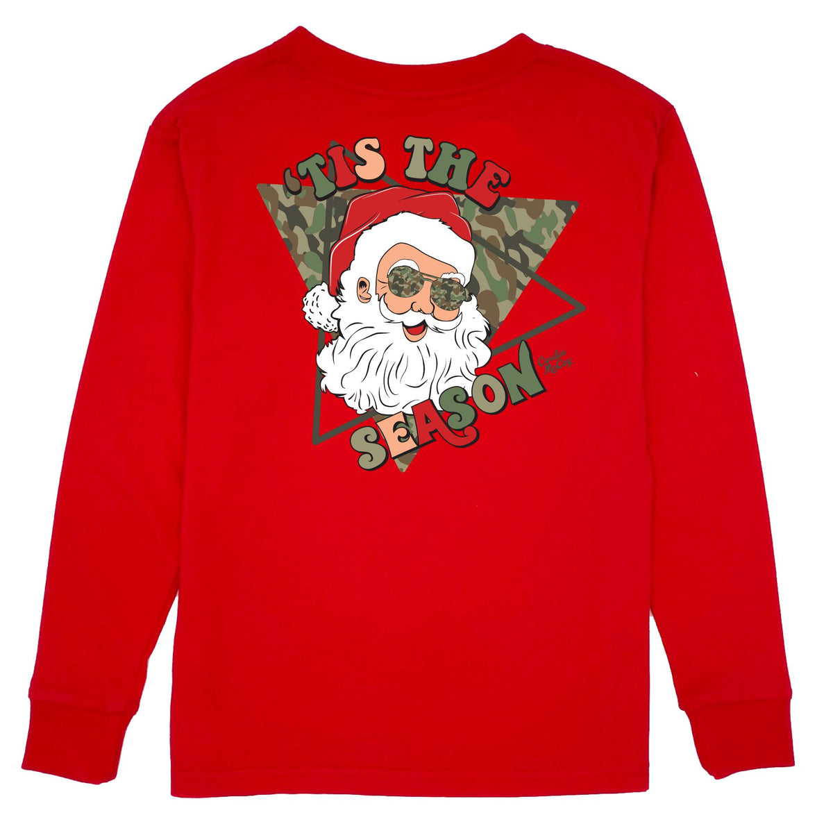 Kids' Tis the Season Christmas Long-Sleeve Tee Long Sleeve T-Shirt Cardin McCoy Red XXS (2/3) Pocket